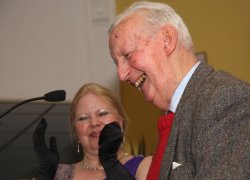 Mistress of Ceremonies Jo Fletcher and WHC Life Achievement recipient Basil Copper